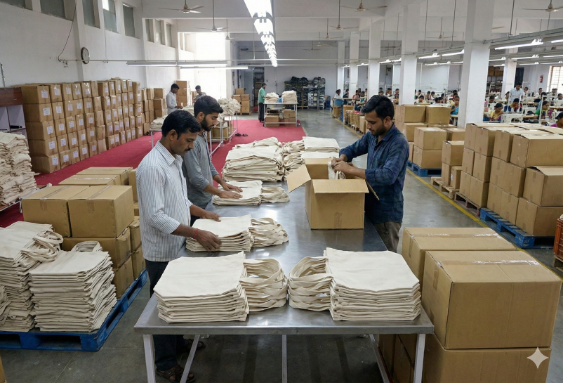 Controle En Verpakking Van Katoenen Zakken Cotton Tote Factory